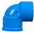Joelho 90 soldável na cor azul, feito de material plástico, com diâmetro de 25mm e conexão de 1/2", ideal para sistemas hidráulicos.
