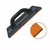 Desempenadeira de PVC com borracha, modelo 15x26, com cabo preto e borda laranja