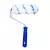 Rolo de microfibra de 15cm com suporte, com cabo azul e revestimento branco com detalhes azuis.