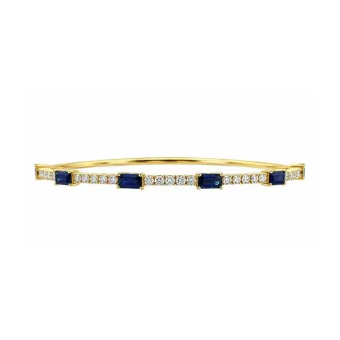 Brazalete en oro amarillo con zafiros talla baguette y diamantes talla brillante - PYG0026