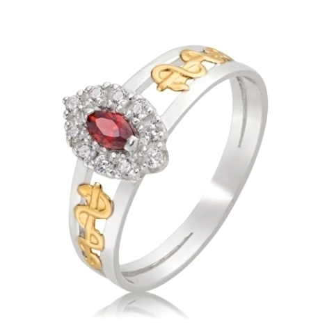 Anel feminino de prata 950 com pedras de zirconia 210-44 - comprar online