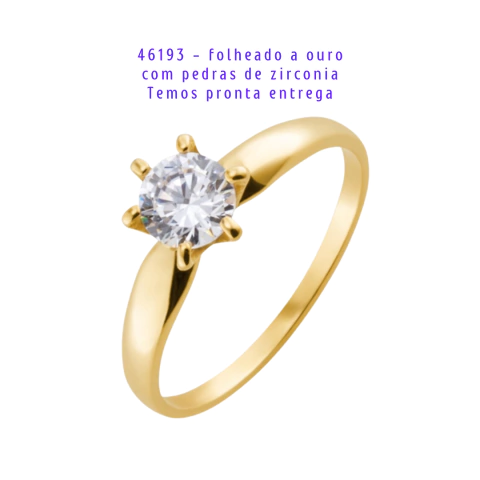 Anel solitário folheado a ouro - modelo 46193 - comprar online