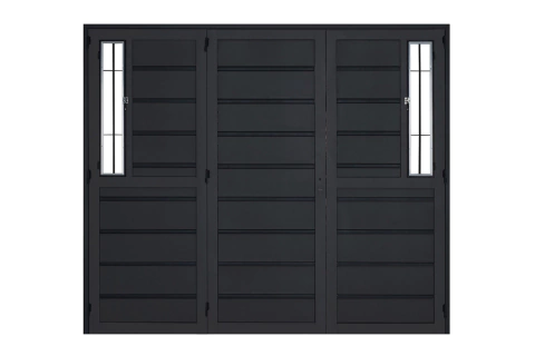 PORTON TRIPLE HOJA CON VENTANA LATERAL
