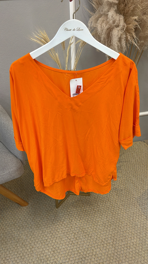 Blusa ampla viscose laranja M