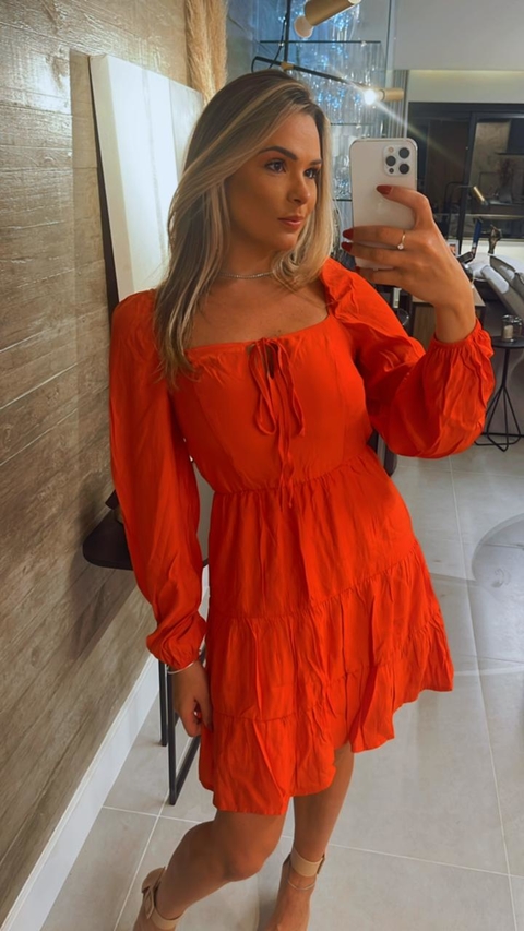 Vestido Gatabakana solto orange M