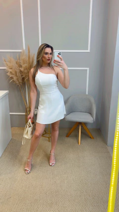 Vestido cetim branco P - Closet de Luxo
