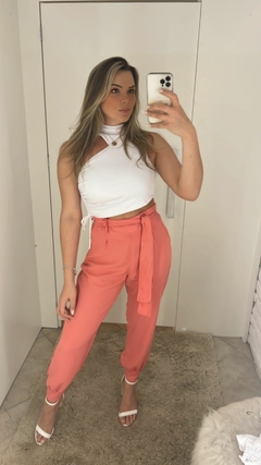 Cropped MYFT Gola Alta Assimétrico Branco - Closet de Luxo