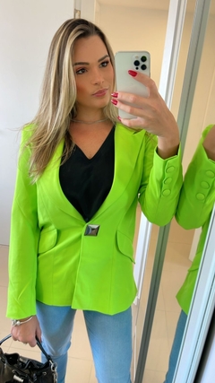 Blazer Morena Rosa Com Recorte Verde P