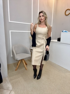 Vestido poliuretano creme 38 - comprar online