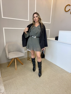 Imagem do Vestido babados verde militar P