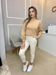 Blusa Gatabakana textura bege - loja online