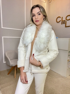 Casaco Anselmi off white c/ pele P - comprar online