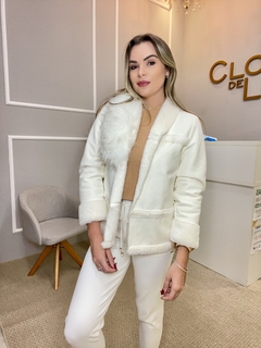 Casaco Anselmi off white c/ pele P na internet