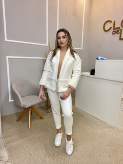 Casaco Anselmi off white c/ pele P - loja online