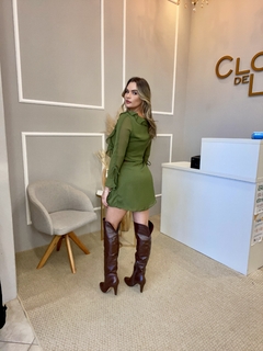 Vestido crepe c/forro verde P na internet