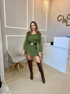 Vestido crepe c/forro verde P
