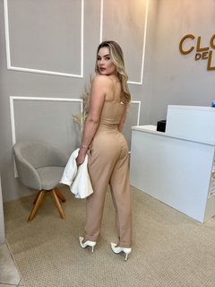 Conjunto cropped e calça bege P - comprar online