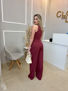 Conjunto cropped e calça marsala P - comprar online