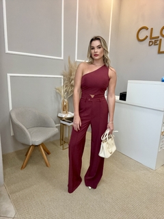Conjunto cropped e calça marsala P - loja online