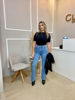 Calça jeans reta c/ elastano 36 na internet