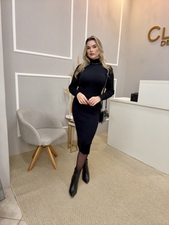 Vestido canelado modal preto - loja online