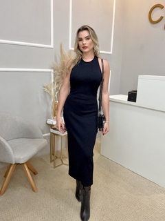 Vestido canelado preto P na internet