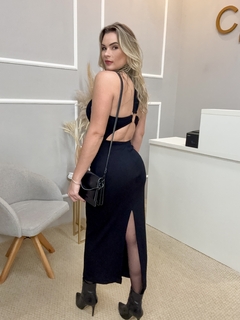 Vestido canelado preto P - comprar online