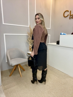 Vestido babados crepe preto - comprar online