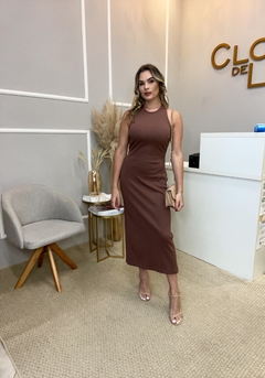Vestido canelado det costas marrom M na internet