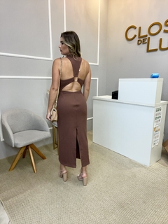 Vestido canelado det costas marrom M - comprar online