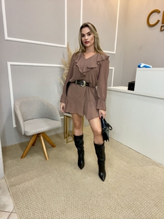 Imagem do Vestido crepe babados marrom M