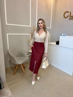 Saia midi linho marsala