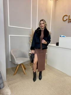 Vestido canelado marrom P - loja online