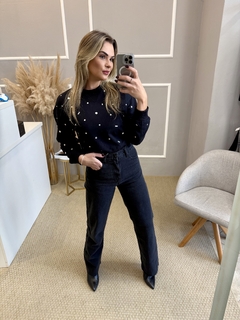 Blusa moletom aplicação pedras P - loja online