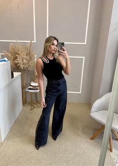 Body canelado pedras preto P - Closet de Luxo