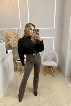 Calça wide slim marrom estonada 38 na internet