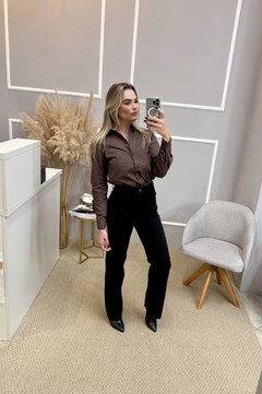 Calça wide slim preta na internet