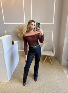 Blusa malha det nó marrom - Closet de Luxo