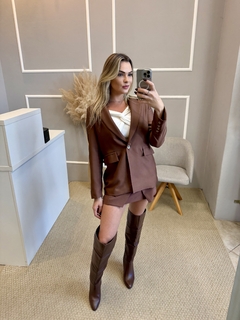 Imagem do Blazer alfaiataria reto marrom PP