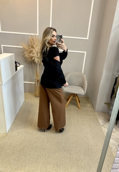Calça alfaiataria wide marrom - loja online