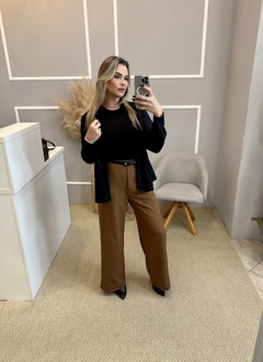 Calça alfaiataria wide marrom - Closet de Luxo