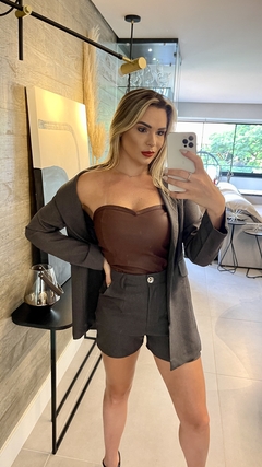 Imagem do Cropped PU marrom