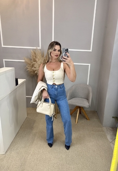 Calça wide leg jeans Carol 38 na internet
