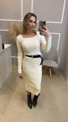 Blusa modal canelado off white P - Closet de Luxo