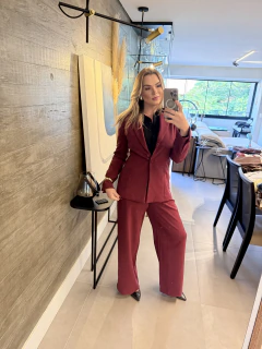 Blazer alfaiataria acinturado marsala P - Closet de Luxo
