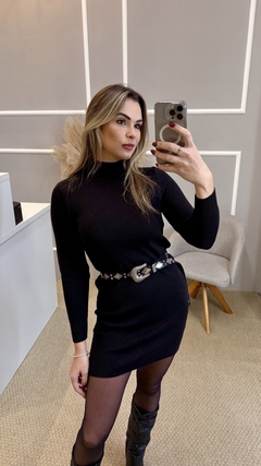 Vestido tricot curto preto U na internet