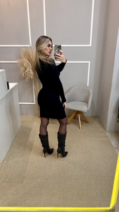 Vestido modal preto U - loja online