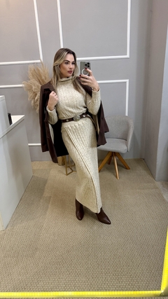 Saia tricot mousse bege M na internet