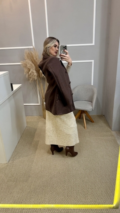 Saia tricot mousse bege M - Closet de Luxo