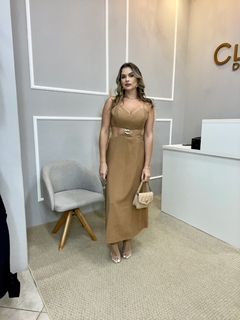 Vestido alfaiataria camel P - Closet de Luxo